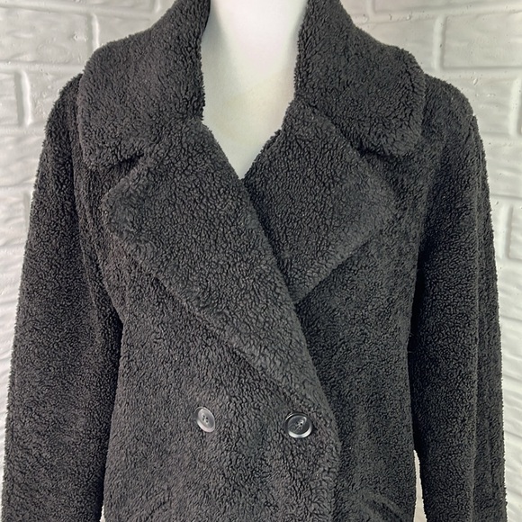 LUCKY BRAND TEDDY JACKET FAUX FUR DOUBLE BREASTED MID LENGTH SIZE XS - Picture 3 of 15